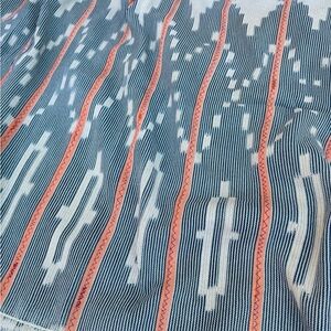 Vintage African Faded Indigo Baule Mudcloth + Peach 56”L x 41”W Textile | No.158